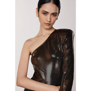 Patrizia Pepe Brown Acetate Tank Tops