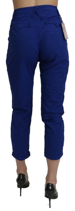 CYCLE Cotton Royal Blue High Waist Skinny Cropped Trouser Pants