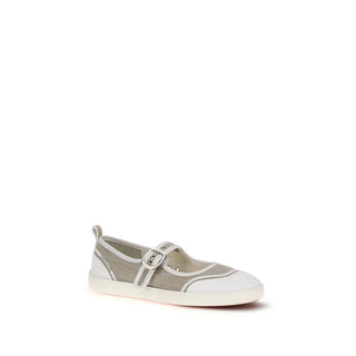 Carel Paris Beige Cotton Ballet Flats