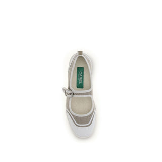 Carel Paris Beige Cotton Ballet Flats