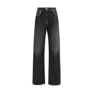 Versace Black Cotton Straight-Leg Jeans