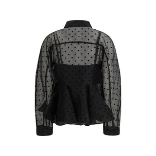 Ganni Black Recycled Polyester Pattern Shirt