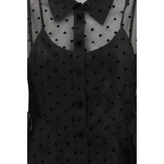Ganni Black Recycled Polyester Pattern Shirt