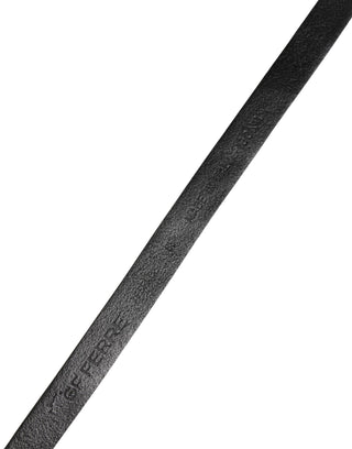 GF Ferre Black Leather Thin Gold Metal Brass Buckle Waist Belt