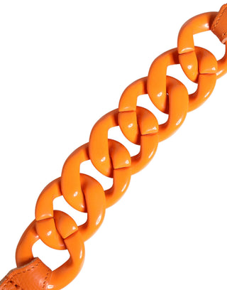 Scervino Street Orange Leather Chain Waist Metal Buckle Belt
