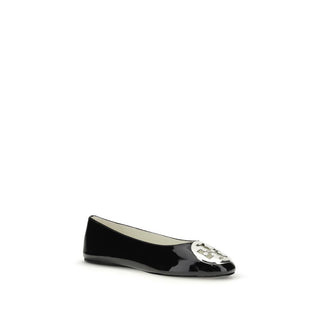 Tory Burch Black Calf Leather Bos Taurus Ballet Flats