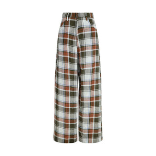 MARBELL Red Linen Casual Pants
