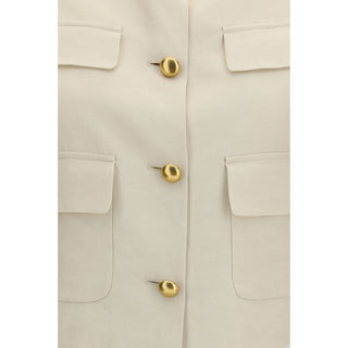 P.A.R.O.S.H. Beige Viscose Sleeveless Jacket