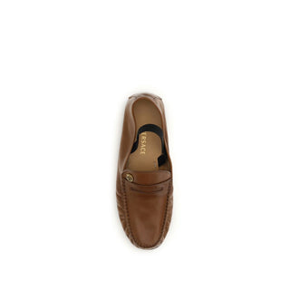 Versace Brown Lamb Ovis Aries Slip-On Loafers