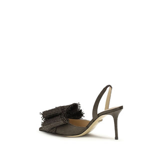 MACH & MACH Brown Raffia Platform Pumps