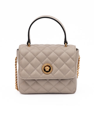 Versace Taupe Quilted Leather Handbag