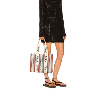Chloé Brown Linen Tote Bag