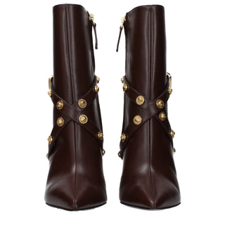 Versace Brown Leather Ankle Boots