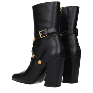 Versace Black Leather Ankle Boots