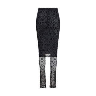 Marine Serre Black Recycled Polyamide Midi Skirt