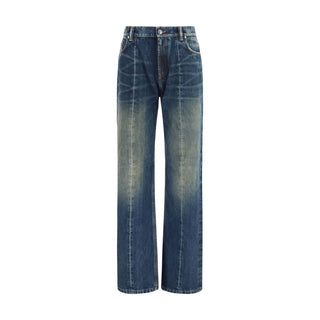 Versace Blue Cotton Straight-Leg Jeans