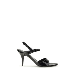 Balenciaga Black Calf Leather Bos Taurus Stiletto Heel Sandals