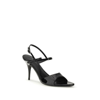 Balenciaga Black Calf Leather Bos Taurus Stiletto Heel Sandals