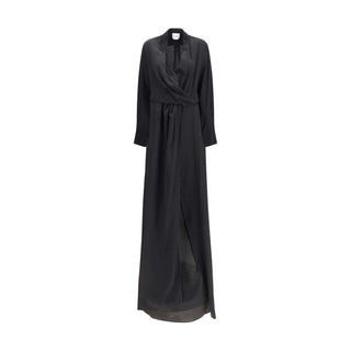 SA SU PHI Black Silk Long Dress