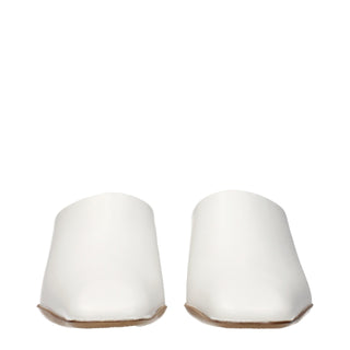 Jil Sander White Leather Slippers