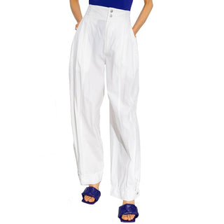 Bottega Veneta White Cotton Casual Pants