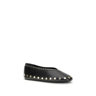 Ganni Black Polyurethane Ballet Flats