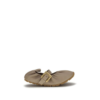 Balmain Beige Lamb Ovis Aries Ballet Flats