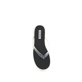 Senso Black Calf Leather Bos Taurus Flip-Flop Sandals
