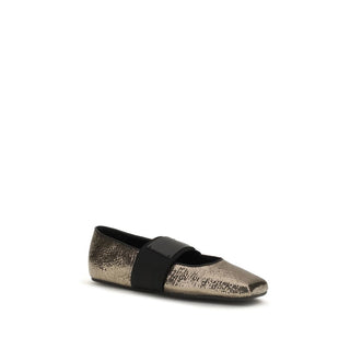 Givenchy Gold Calf Leather Bos Taurus Ballet Flats
