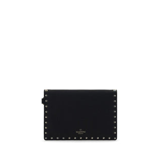 Valentino Garavani Black Calf Leather Bos Taurus Clutch Bag