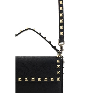 Valentino Garavani Black Calf Leather Bos Taurus Shoulder Bag