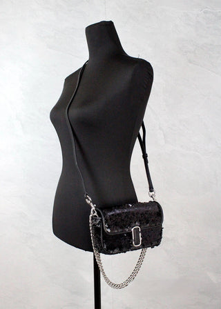 Marc Jacobs The Mini J Marc Shoulder Bag Black Sequined Crossbody Bag