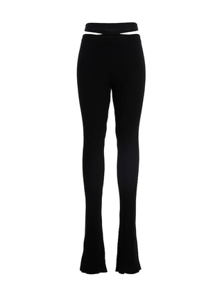 ANDREĀDAMO Black Viscose Flared Pants