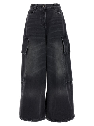 Palm Angels Gray Cotton Cargo Shorts