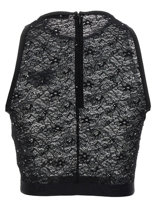 Alessandra Rich Black Polyamide Sleeveles T-Shirt