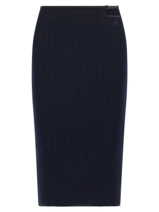 Courrèges Blue Viscose Midi Skirt
