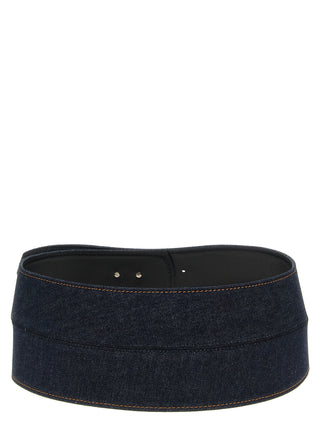 Sportmax Blue Cotton High-Waist Belt