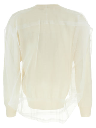 Comme Des Garçons White Wool Cardigan
