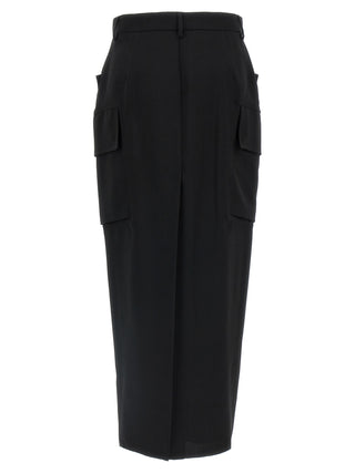 Rick Owens Black Wool Midi Skirt