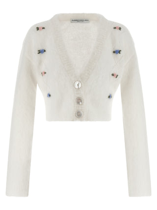 Alessandra Rich White Wool Cardigan