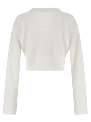 Alessandra Rich White Wool Cardigan
