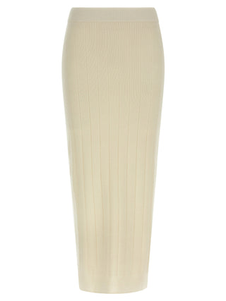 Max Mara White Cashmere Midi Skirt