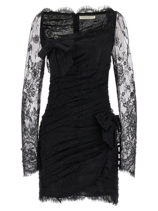 Alessandra Rich Black Organic Cotton Short Dress