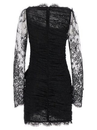 Alessandra Rich Black Organic Cotton Short Dress