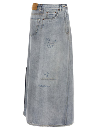 MM6 Maison Margiela Blue Cotton Mini Skirt