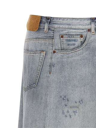 MM6 Maison Margiela Blue Cotton Mini Skirt