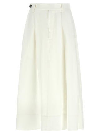 Brunello Cucinelli White Viscose Midi Skirt
