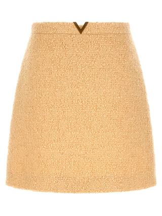 Valentino Garavani Beige Virgin Wool Long Skirt