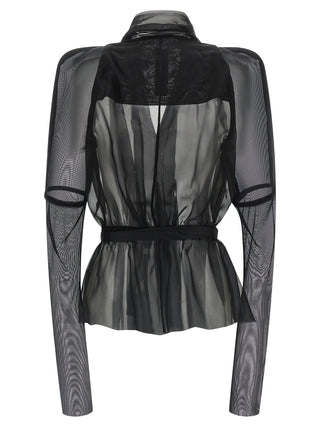 Rick Owens Black Silk Full-Length Jacket