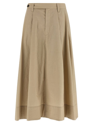 Brunello Cucinelli Beige Cotton Midi Skirt